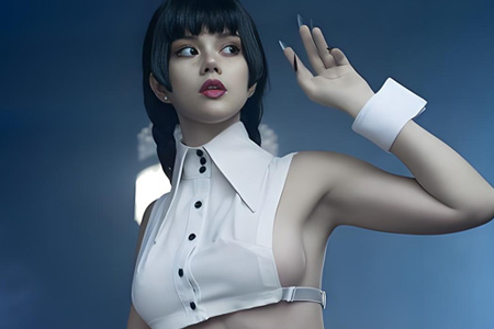 俄羅斯模特Komori神還原《星期三》暗黑風(fēng)，死亡凝視復(fù)